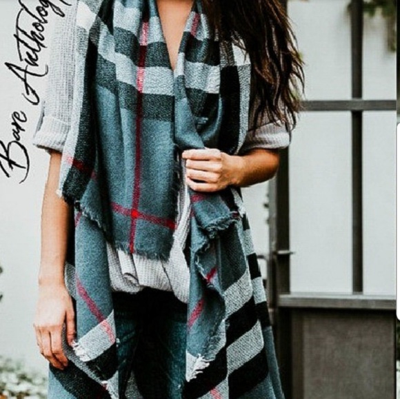 🌥🌂Super Versitle BLUE GRAY PLAID BLANKET VEST - Picture 3 of 3